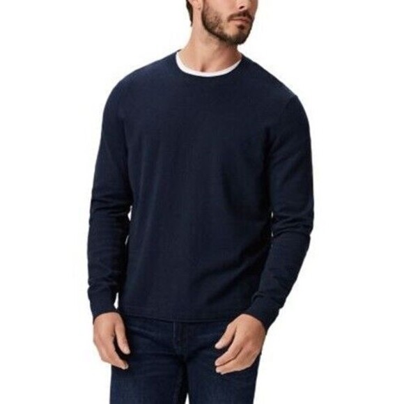 PAIGE Sweater Mens Small Navy Pullover Crew Organic Cotton Wool CHAMPLIN $199 - Picture 1 of 8